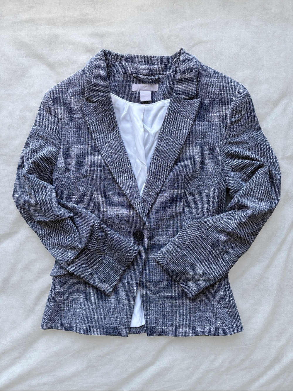 H&M Women’s Gray Plaid Single-Button Blazer